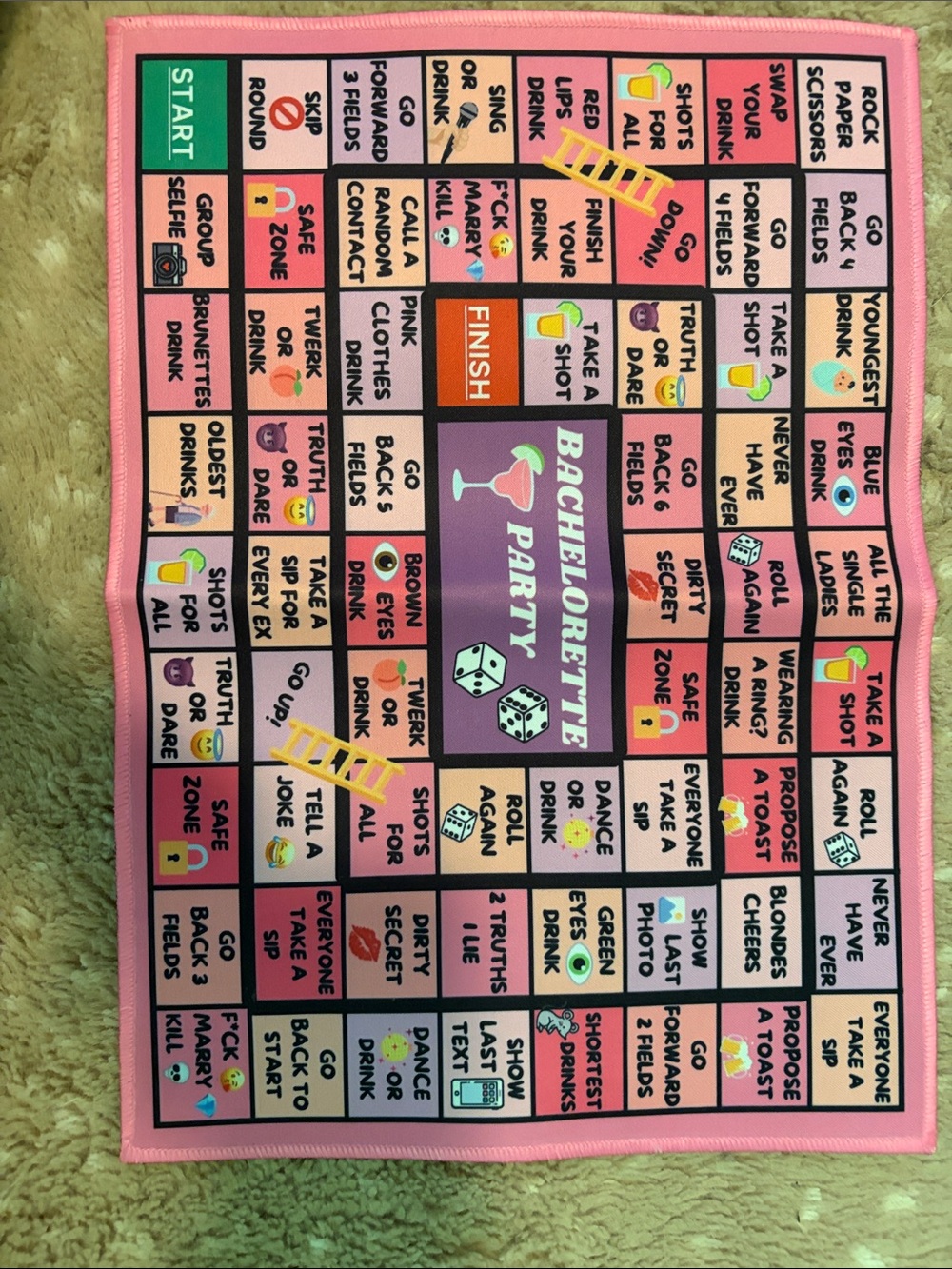 Bachelorette Party Game Board Mat - Pink